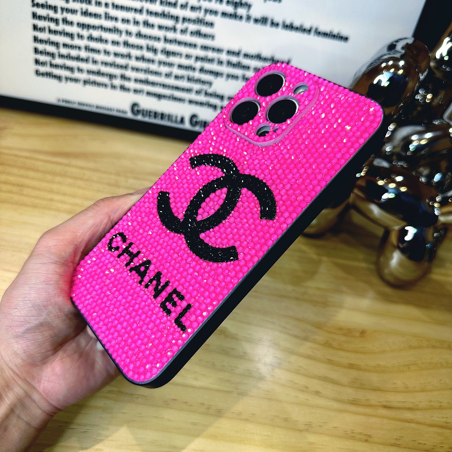 Handmade iPhone Case Luxury Bling Opal Rhinestone Monogram Pattern Back Case