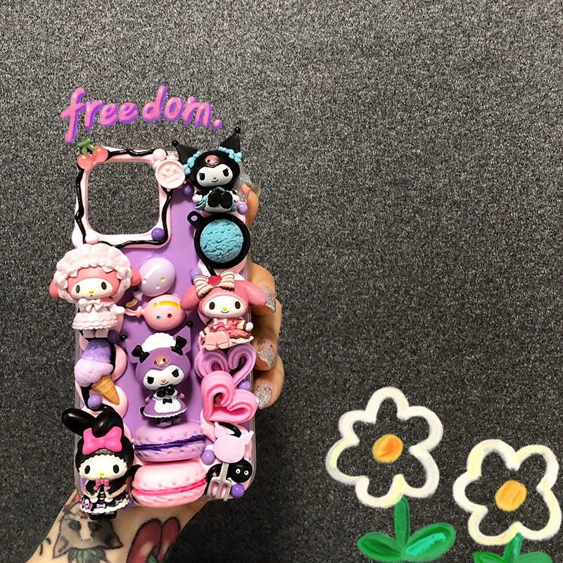 Handmade Decoden Case Kuromi and My Melody Cream Glue Case