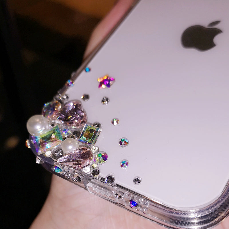 Handmade iPhone Case Minimalist Bling Rhinestone Back Case