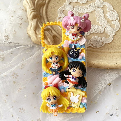 Handgemachte iPhone Hülle Niedliche Sailor Moon Decoden Creme Kleber Hülle