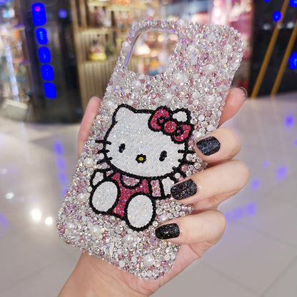 Handgemachte iPhone Hülle Luxus Bling Strass mit Perlen Süße Hello Kitty