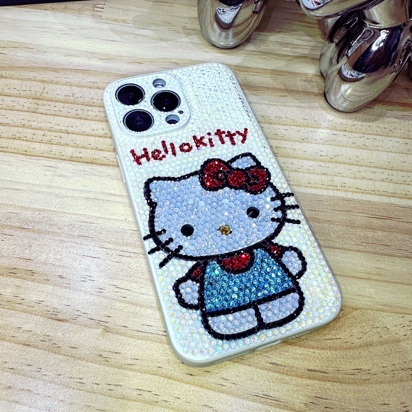 Handgemachte iPhone Hülle Luxus Bling Weiß Strass Niedlich Hello Kitty Hülle