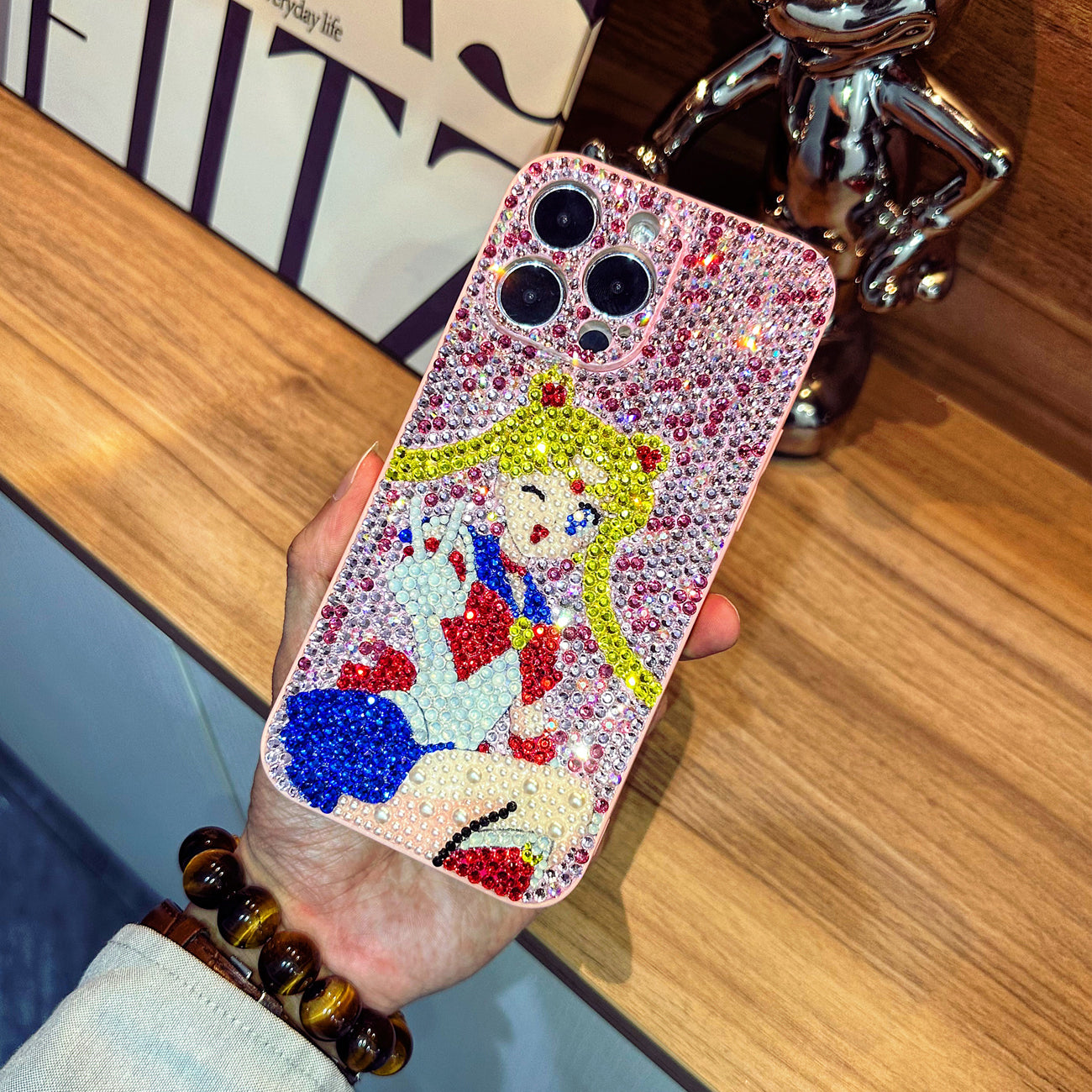 Handgemachte iPhone Hülle Luxus Bling Strass Niedliche Sailor Moon Hülle