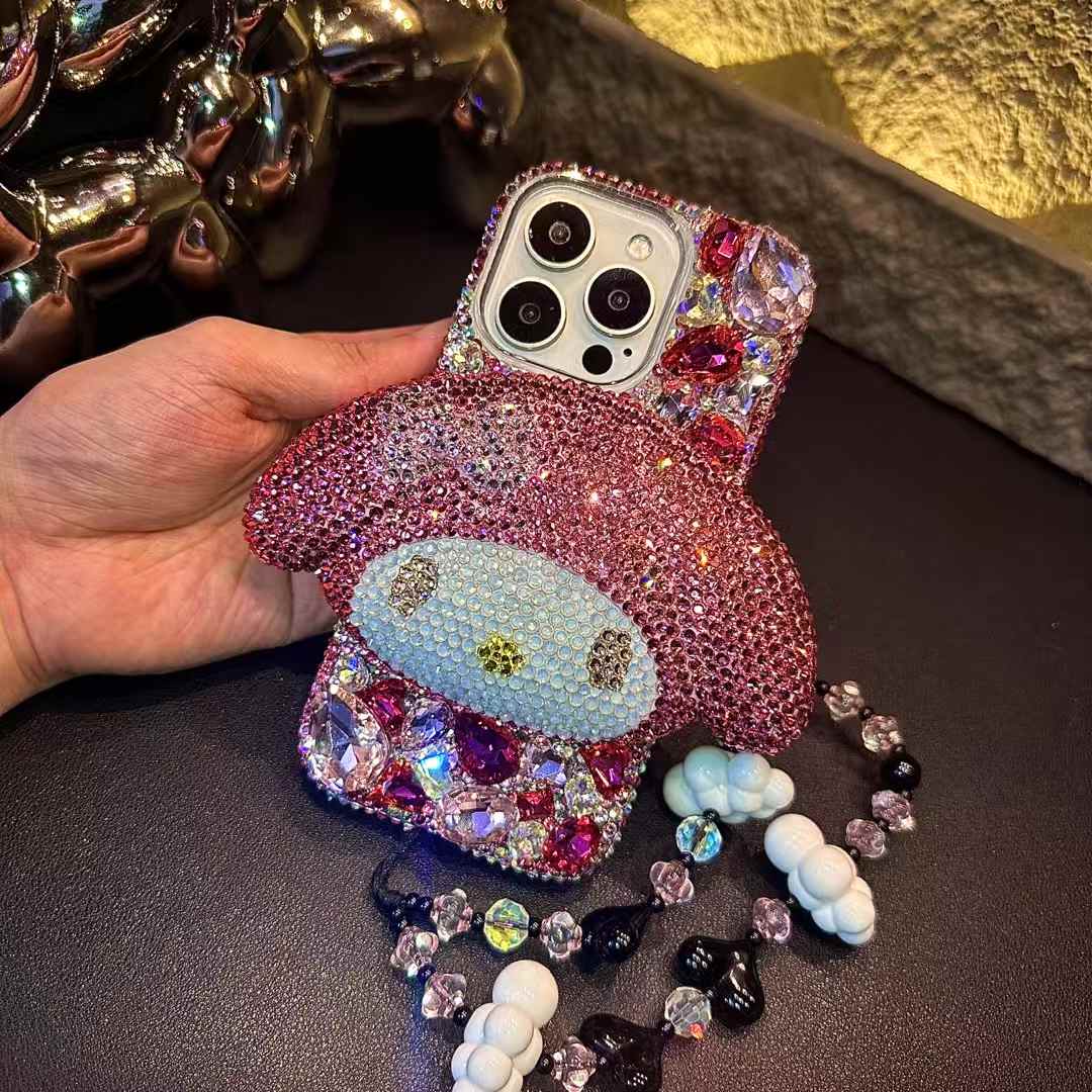 3D My Melody Gorgeous Bling Rose Red Gemstone For iPhone Samsung Case