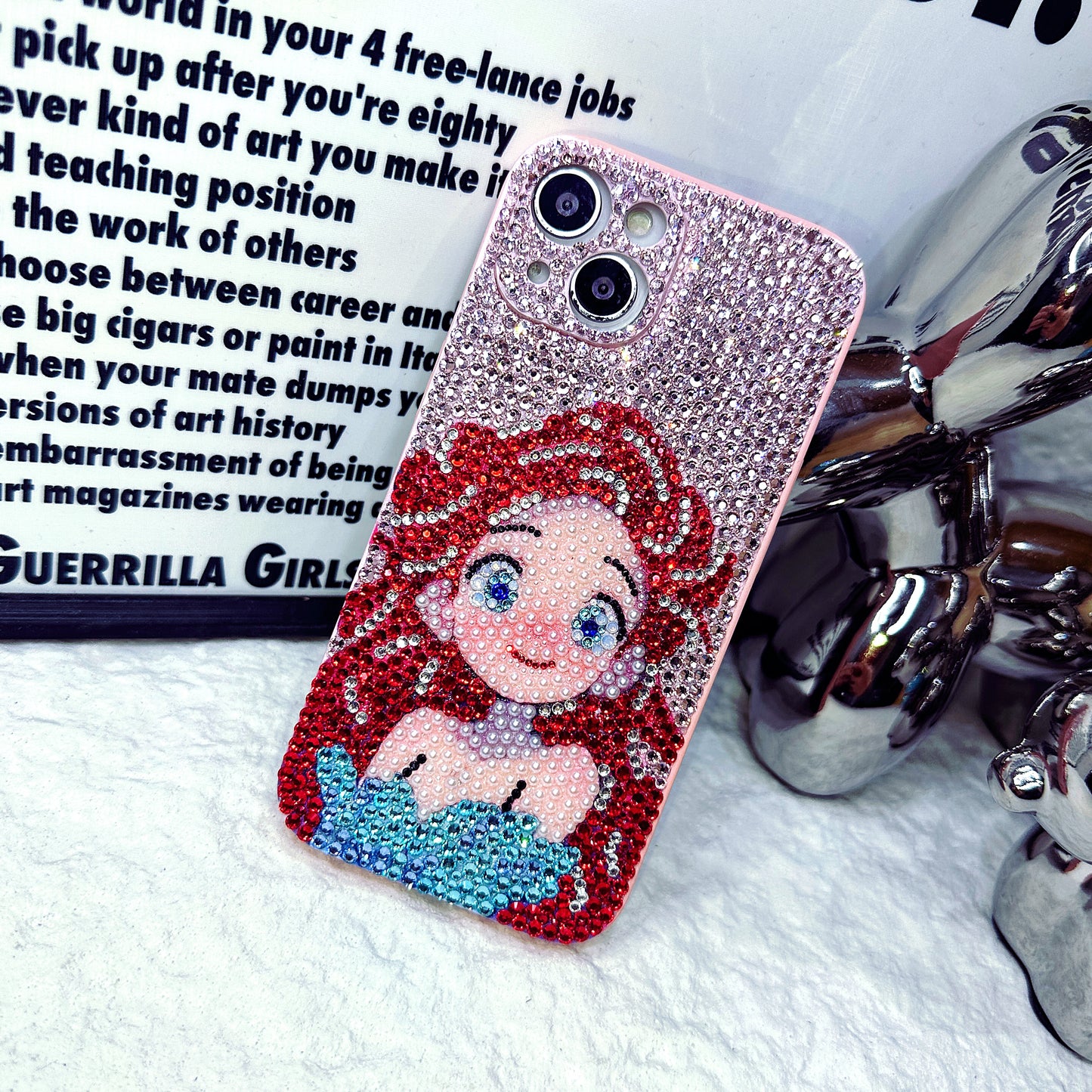Handmade iPhone Case Luxury Bling Rhinestone Cute Princess Ariel Case