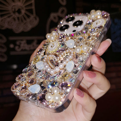 Handmade iPhone Case Luxury Bling Rhinestone Pearl and Purple Crystals