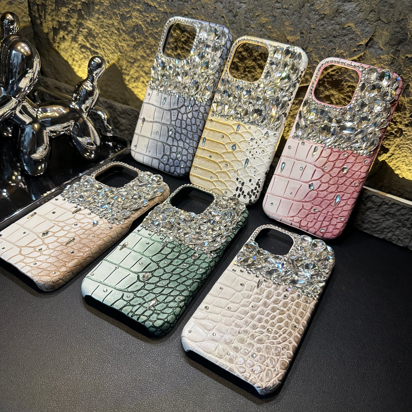 Handmade Bling Rhinestone Crocodile Phone Case Fits All iPhone Models
