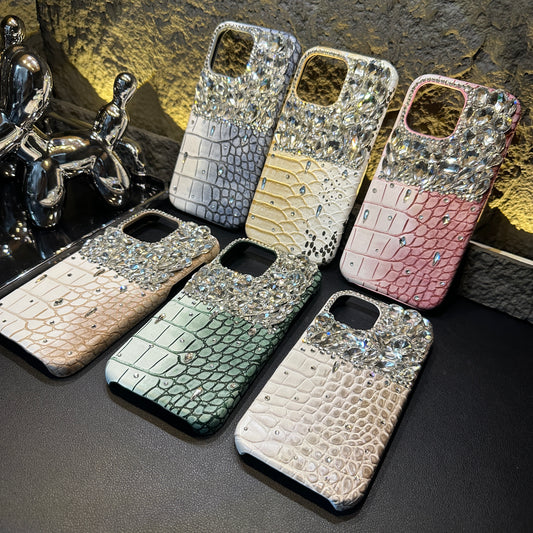 Handmade Bling Rhinestone Crocodile Phone Case Fits All iPhone Models