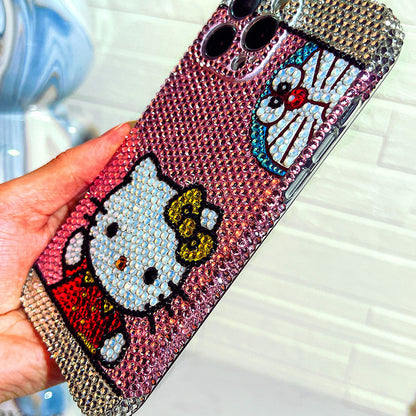 Handmade iPhone Case Luxury Bling Rhinestone Hello Kitty with Doraemon