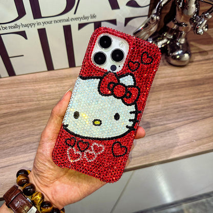 Handmade iPhone Case Luxury Bling Red Rhinestone Cute Hello Kitty Case