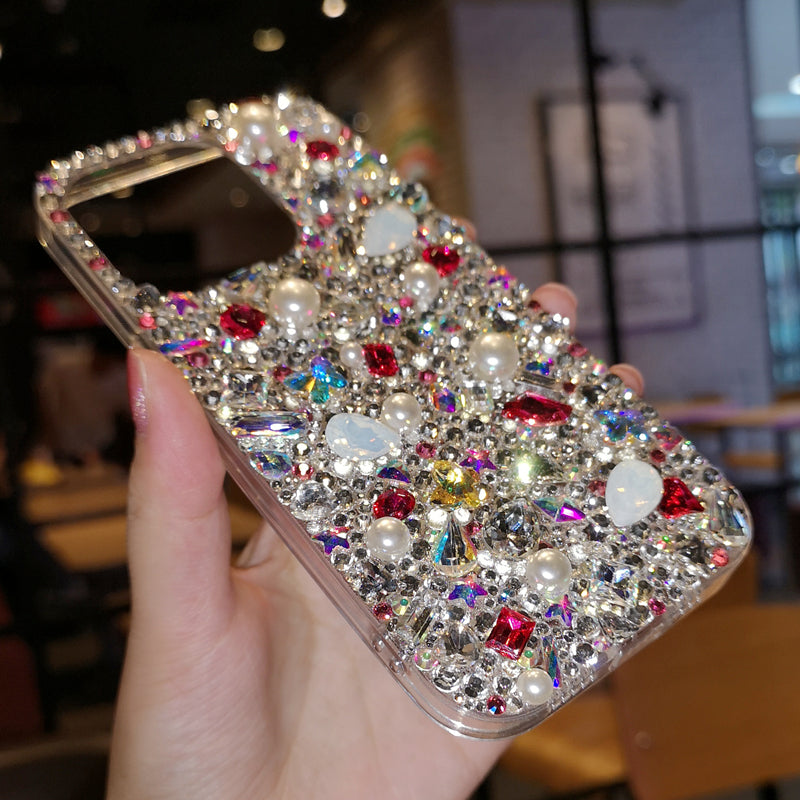 Handmade iPhone Case Luxury Bling Rhinestone Pearl and Red Crystal