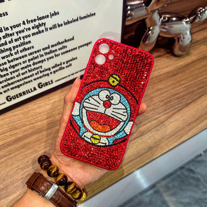 Handmade iPhone Case Luxury Bling Rhinestone Cute Doraemon Back Case