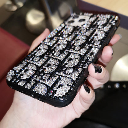 Handgemachte iPhone Hülle Luxus Bling Strass Monogramm Muster Rückenhülle