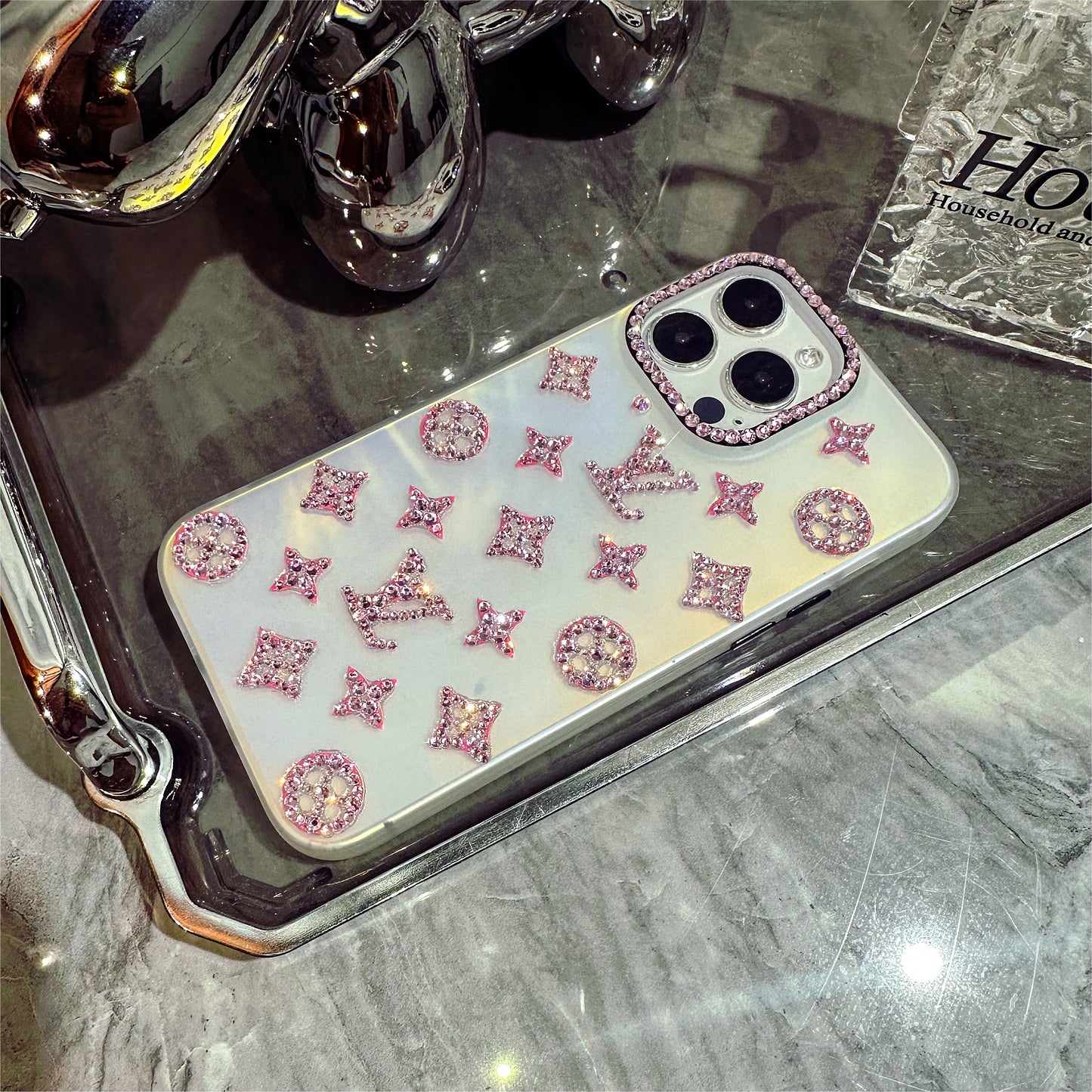 Handmade iPhone Case Luxury Bling Rhinestone Minimalist Pattern Case