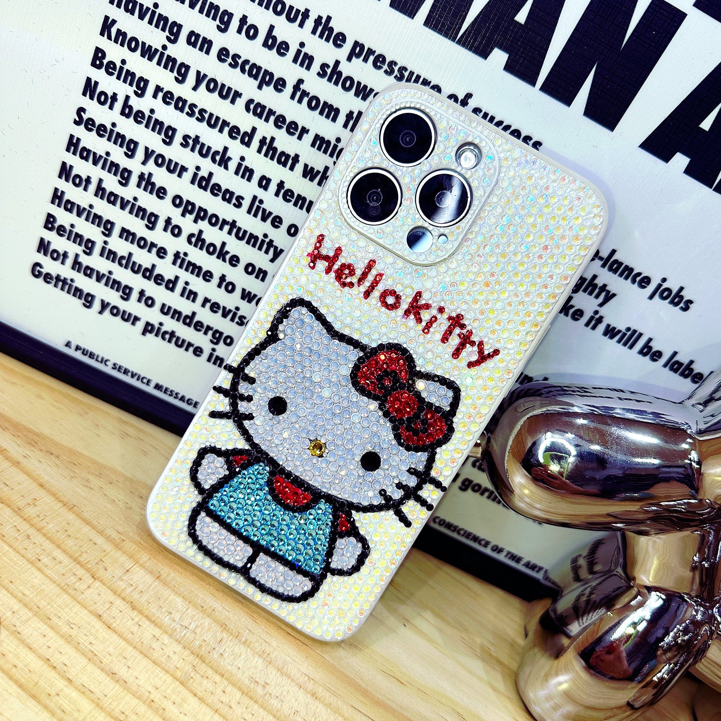 Handmade iPhone Case Luxury Bling White Rhinestone Cute Hello Kitty Case
