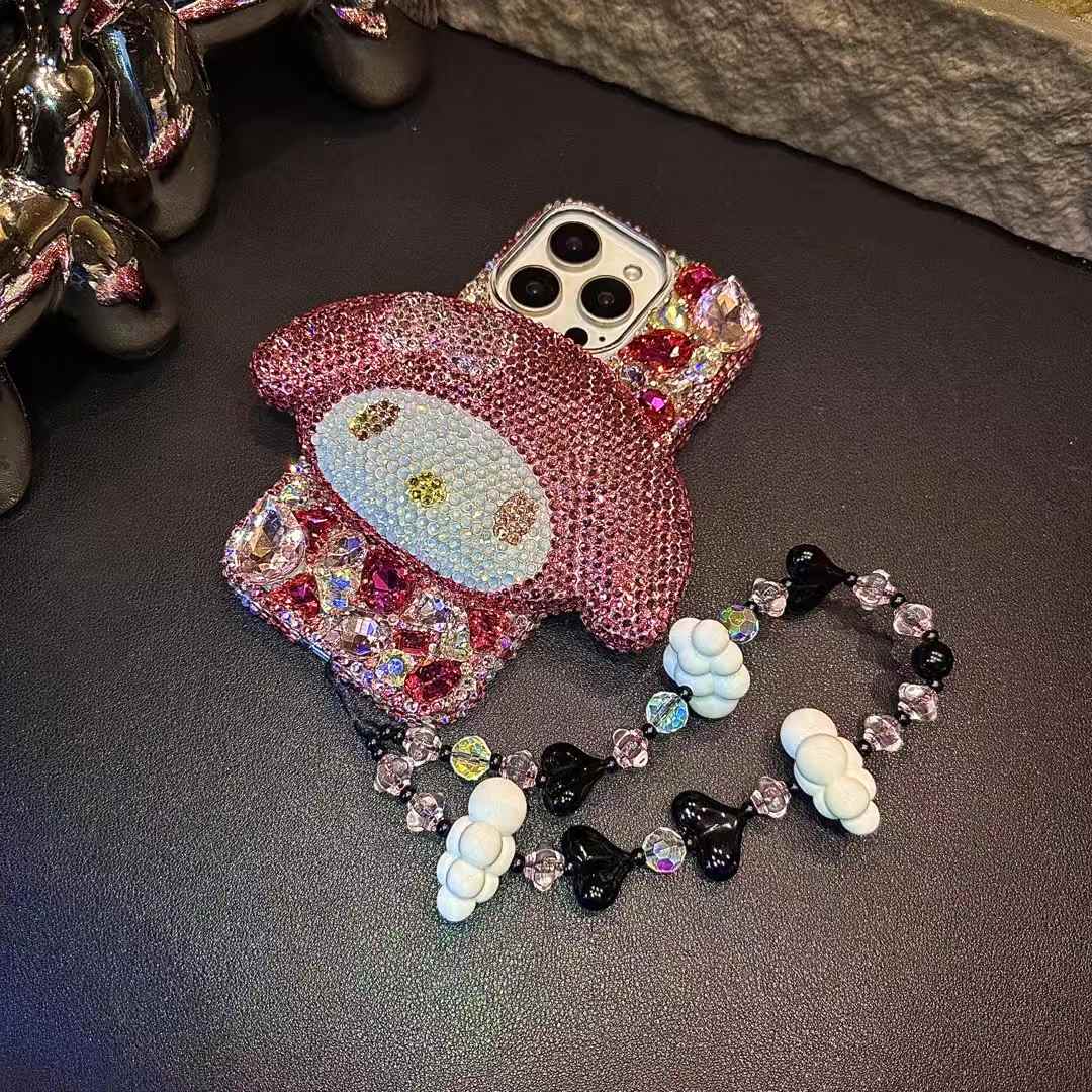 3D My Melody Gorgeous Bling Rose Red Gemstone For iPhone Samsung Case