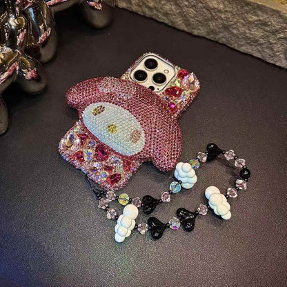 3D My Melody Gorgeous Bling Rose Red Gemstone For iPhone Samsung Case