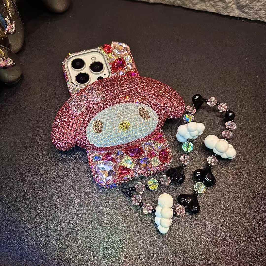 3D My Melody Gorgeous Bling Rose Red Gemstone For iPhone Samsung Case