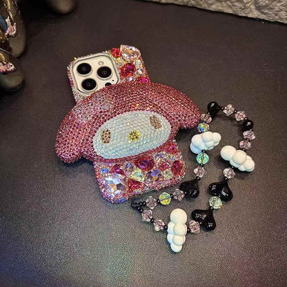 3D My Melody Gorgeous Bling Rose Red Gemstone For iPhone Samsung Case