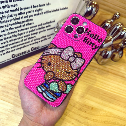 Handgemachte iPhone Hülle Luxus Bling Strass Niedlich Hello Kitty Sport Hülle
