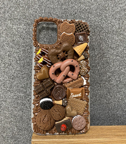 Handgemachte iPhone Hülle Süße Schokolade Decoden Creme Kleber Hülle