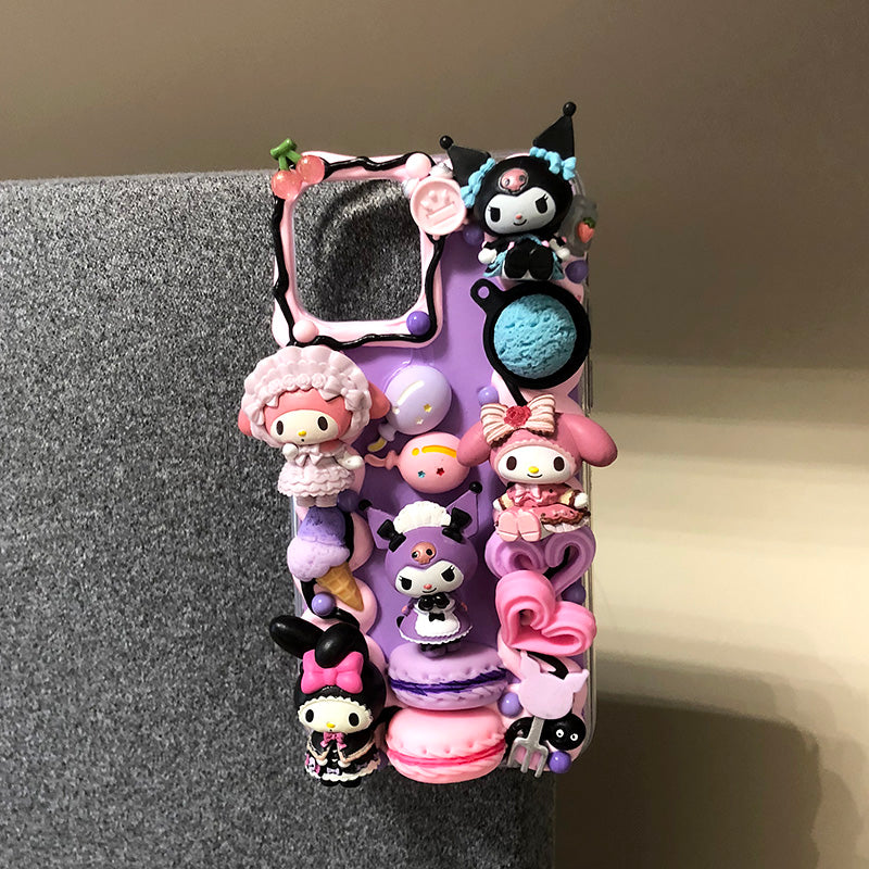 Handmade Decoden Case Kuromi and My Melody Cream Glue Case