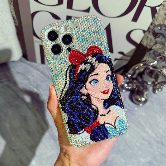 Handmade iPhone Case Luxury Bling Rhinestone Beautiful Snow White Back Case
