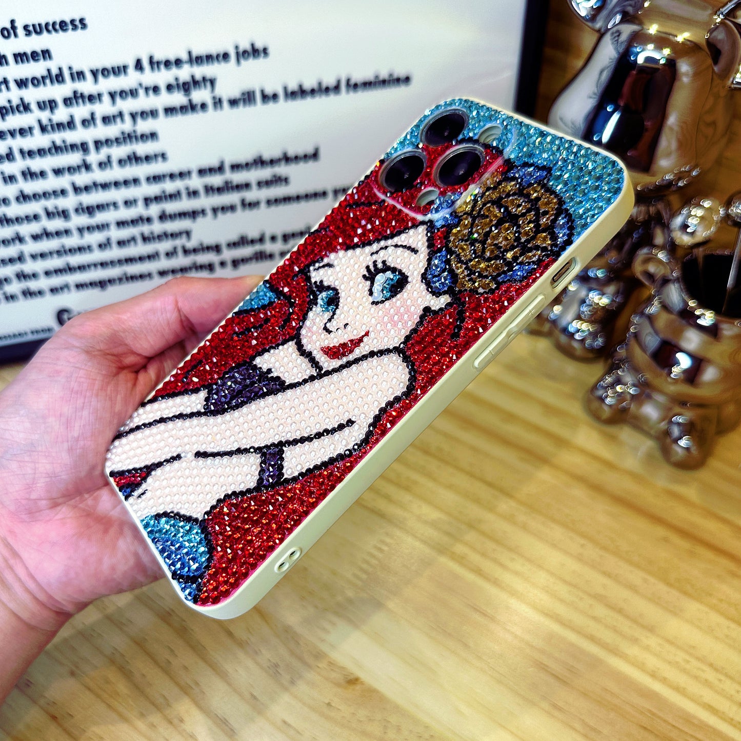 Handmade iPhone Case Luxury Bling Rhinestone Beautiful Princess Ariel Case