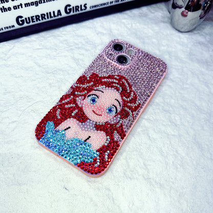 Handgemachte iPhone Hülle Luxus Bling Strass Süße Prinzessin Ariel Hülle