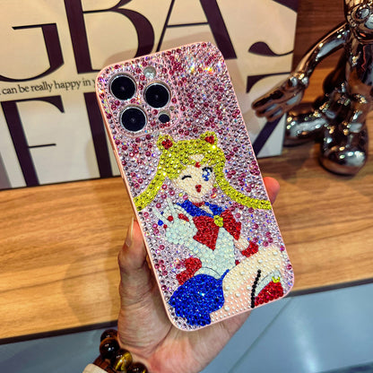 Handgemachte iPhone Hülle Luxus Bling Strass Niedliche Sailor Moon Hülle