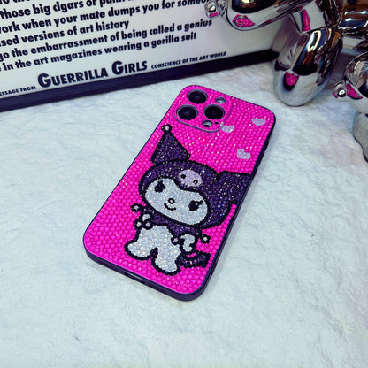 Handmade iPhone Case Luxury Bling Pink Rhinestone Cute Kuromi Case
