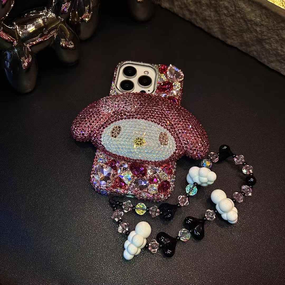 3D My Melody Gorgeous Bling Rose Red Gemstone For iPhone Samsung Case