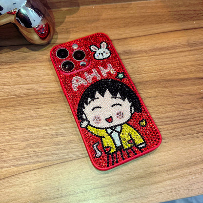 Handmade iPhone Case Luxury Bling Rhinestone Cute Chibi Maruko-chan Case