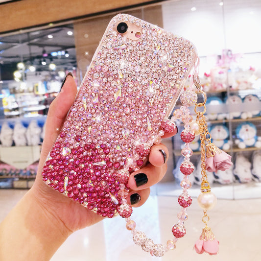 Handgemachte iPhone Hülle Luxus Bling Strass Farbverlauf Pink Farbfall