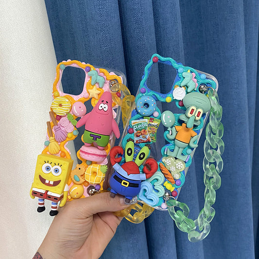 Handmade iPhone Case Cute Spongebob Decoden Cream Glue Case