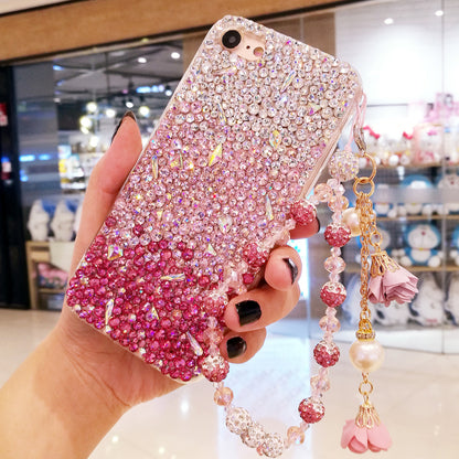 Handmade iPhone Case Luxury Bling Rhinestone Gradient Pink Color Case