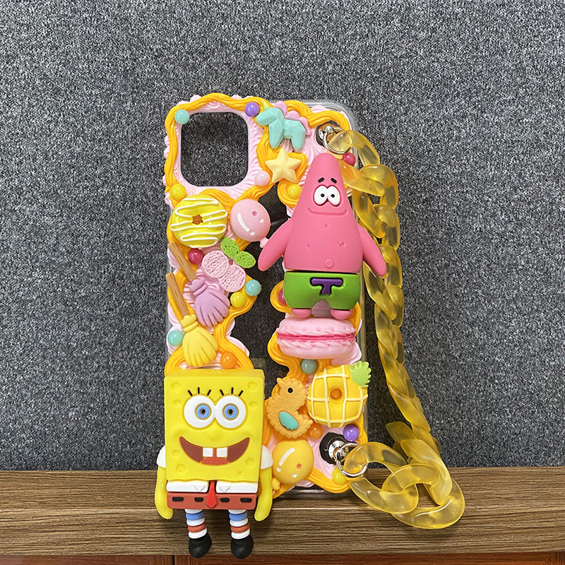 Handmade iPhone Case Cute Spongebob Decoden Cream Glue Case