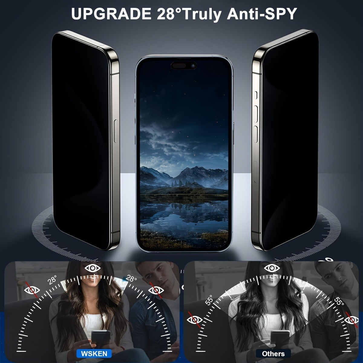 3 Pack Anti Spy Tempered Glass Screen Protector with Applicator