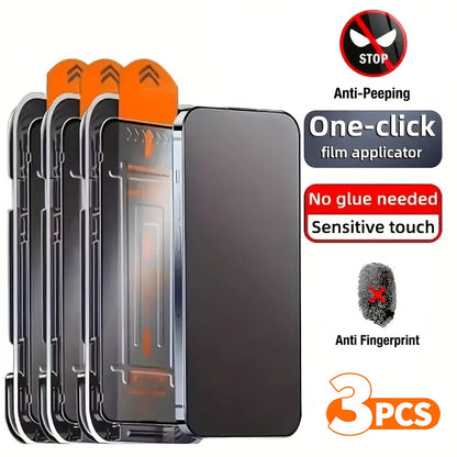 3 Pack Anti Spy Tempered Glass Screen Protector with Applicator