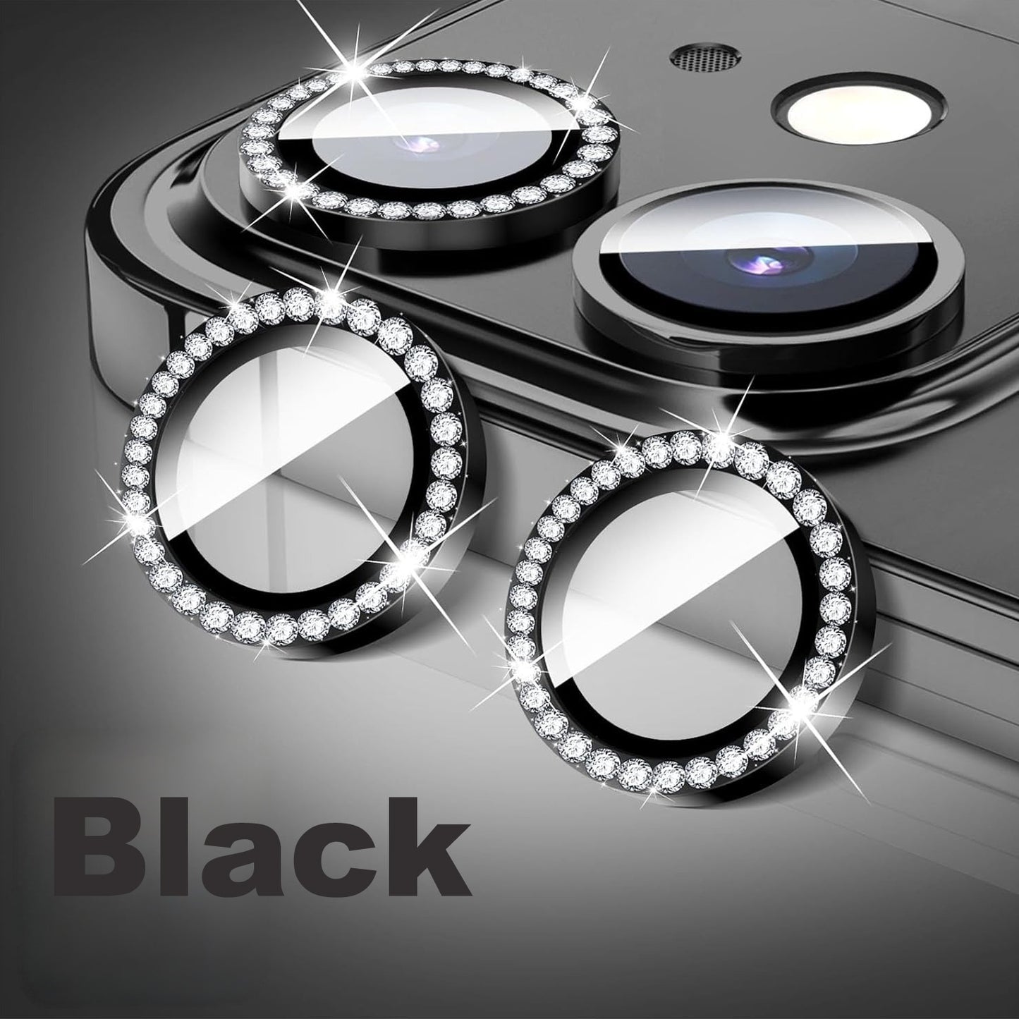 HD Clarity Tempered Glass Camera Lens with Gems for iPhone