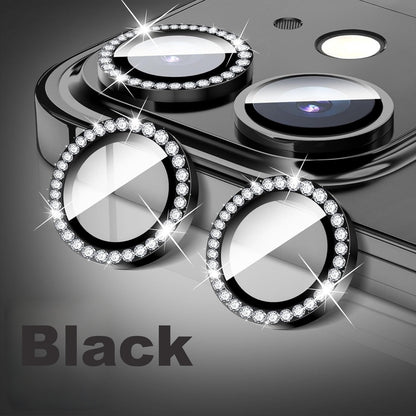 HD Clarity Tempered Glass Camera Lens with Gems for iPhone