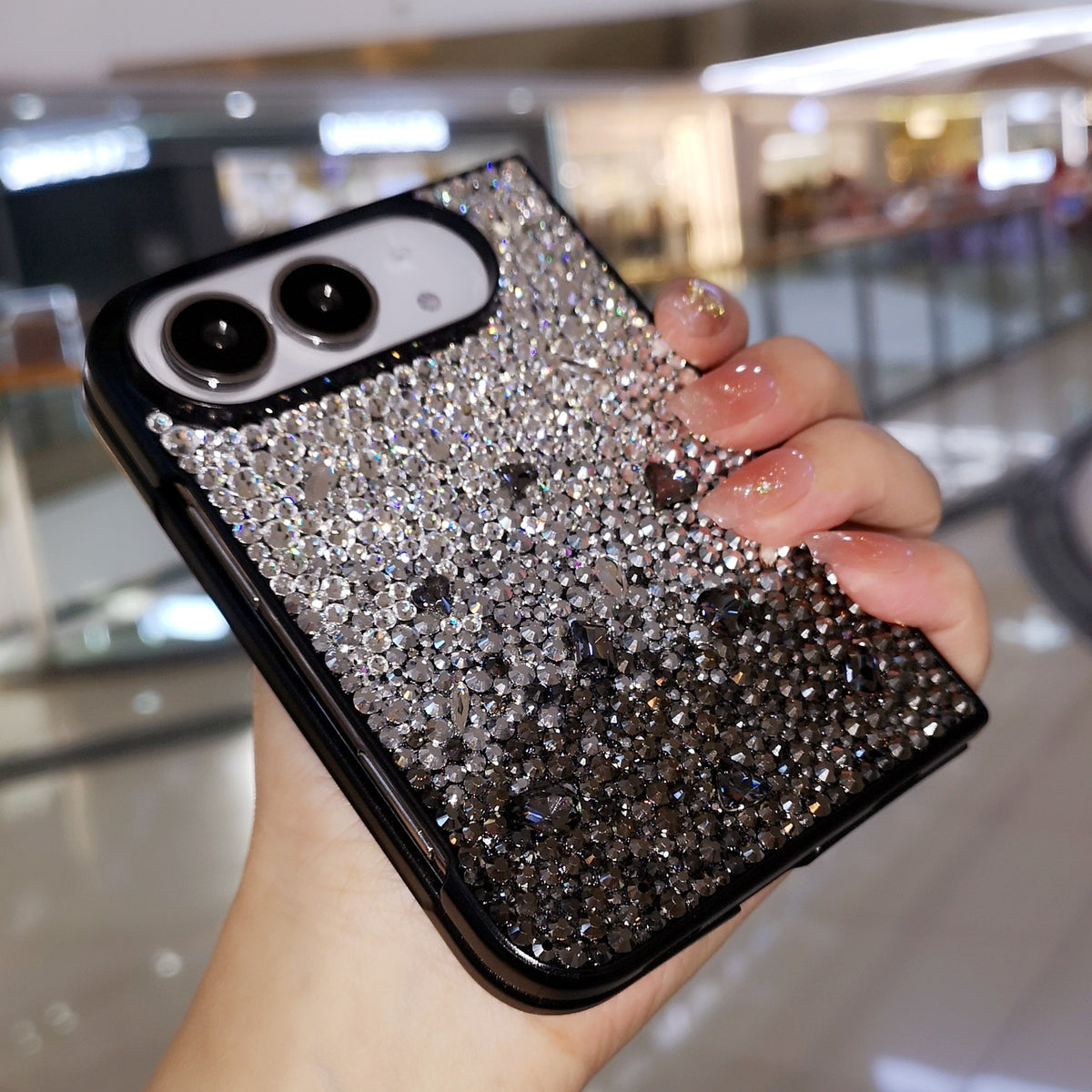 Handmade Luxury Bling Gradient Rhinestone Case For iPhone Duo