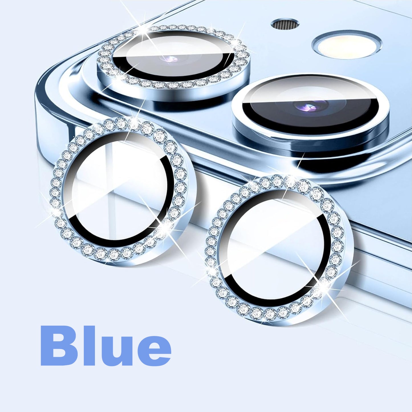HD Clarity Tempered Glass Camera Lens with Gems for iPhone