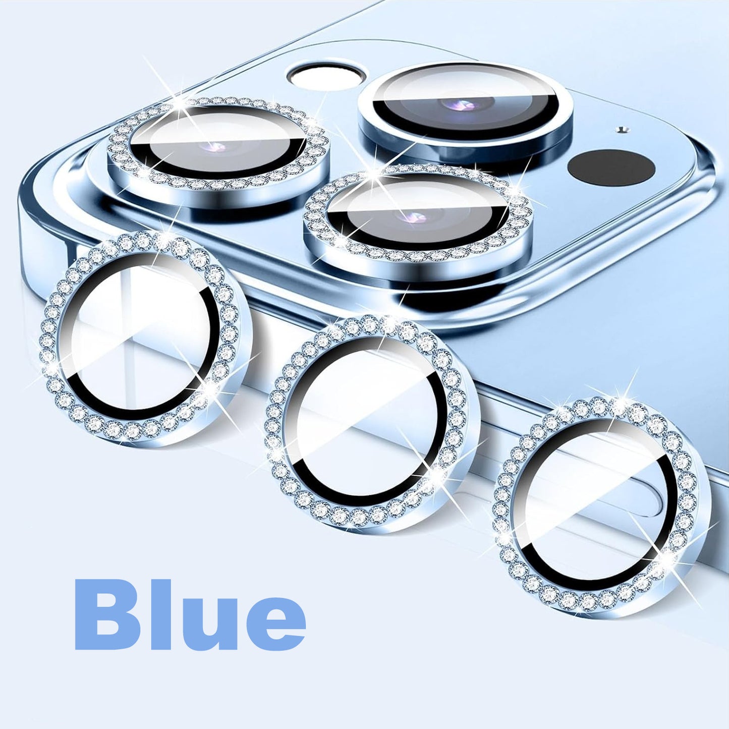 HD Clarity Tempered Glass Camera Lens with Gems for iPhone