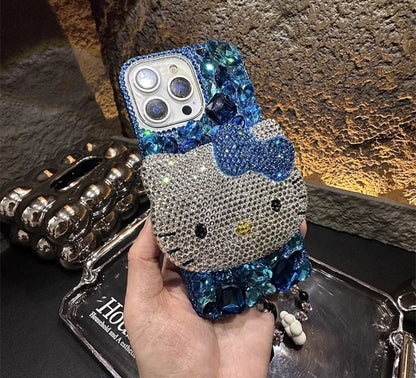 3D Hello Kitty Gorgeous Bling Blue Gem For iPhone Samsung Case