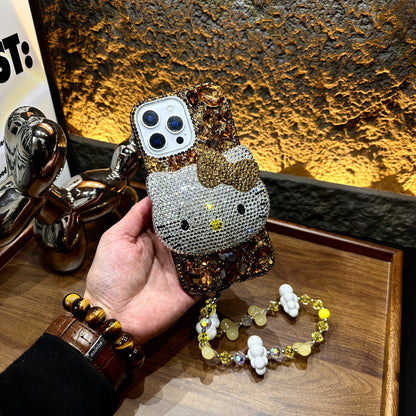 3D Hello Kitty Gorgeous Bling Brown Gem For iPhone Samsung Case