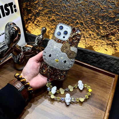 3D Hello Kitty Gorgeous Bling Brown Gem For iPhone Samsung Case