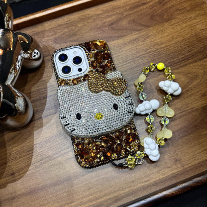 3D Hello Kitty Gorgeous Bling Brown Gem For iPhone Samsung Case