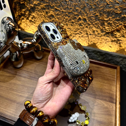 3D Hello Kitty Gorgeous Bling Brown Gem For iPhone Samsung Case