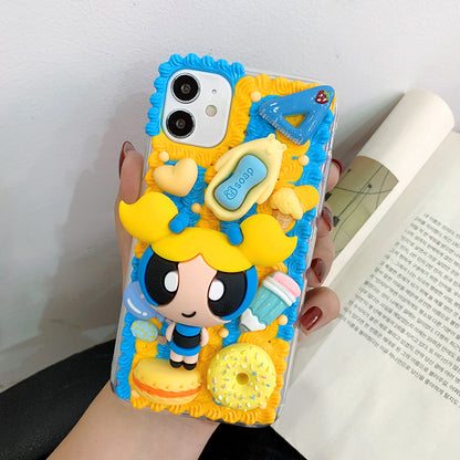 Handmade iPhone Case Cute Powerpuff Girls Cream Glue Case